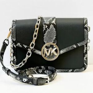 NWT Michael Kors Carmen Flap Black Multi Shoulder Bag